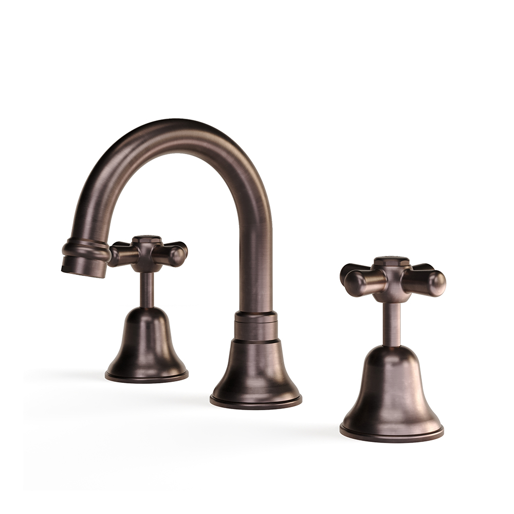 Armada Bronze Cascade Basin Set, Cross in Armada Bronze