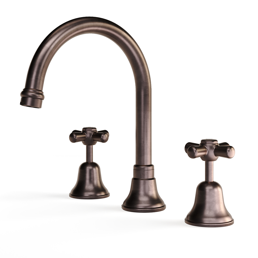 Armada Bronze Cascade Sink Set, Vanity, Cross in Armada Bronze
