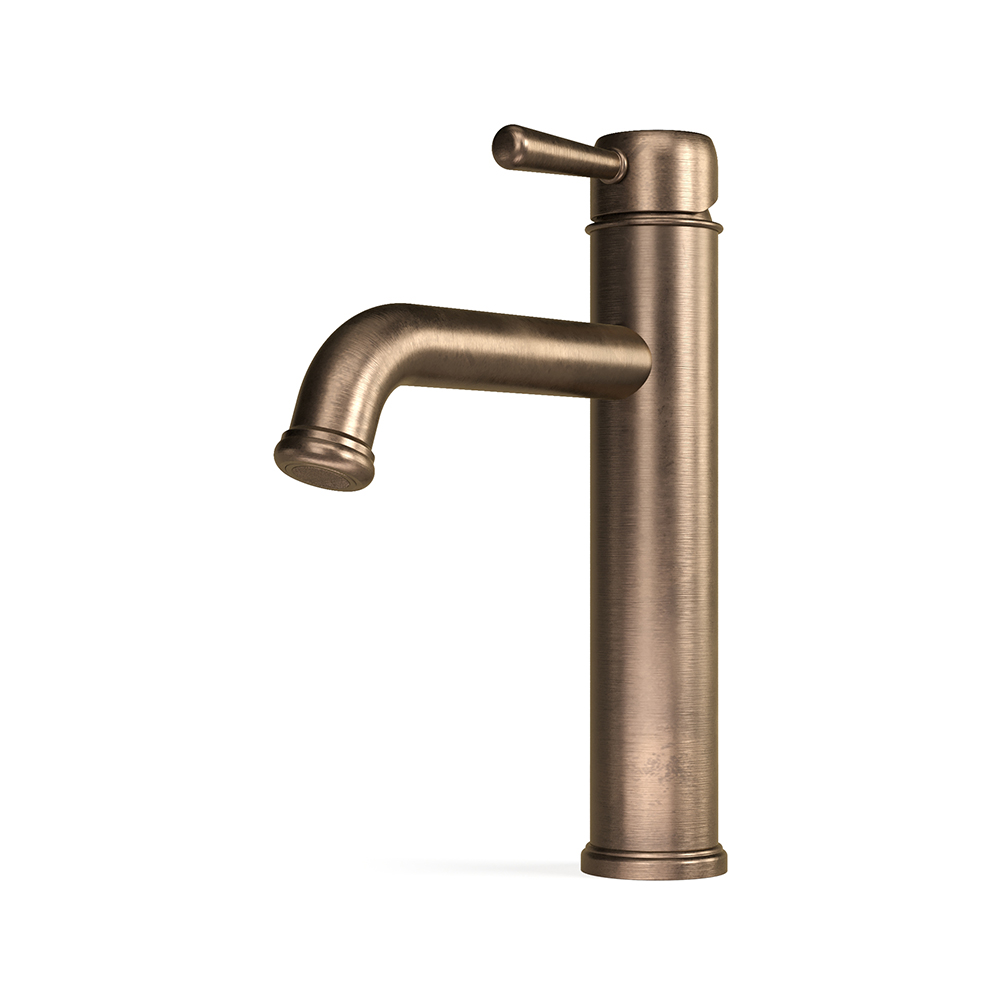 Cascade Basin Mixer, Mid 133h in Antique Brass Light