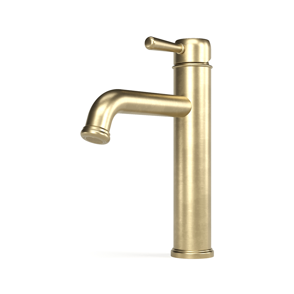 Cascade Basin Mixer, Mid 133h in Raw Brushed Brass