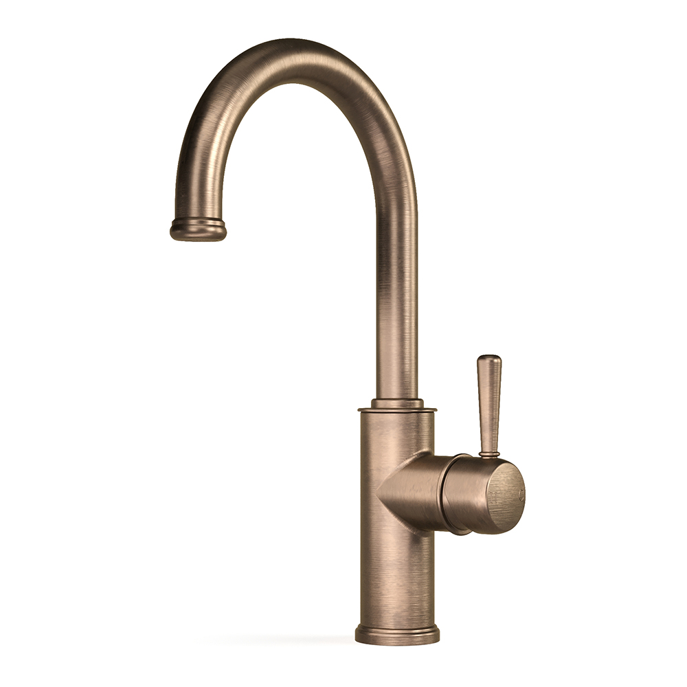 Cascade Basin Mixer Curve 160 in Antique Brass Light