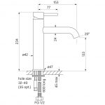 Pegasi M Basin Mixer Mid 133h dimensions image