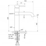 Pegasi M Basin Mixer, Swivel, Mid 140h dimensions image