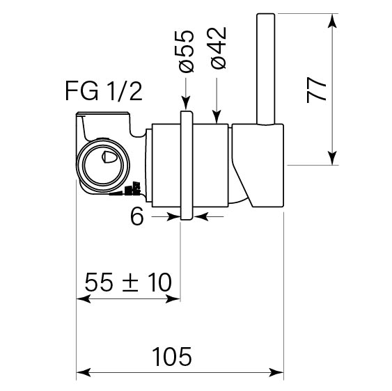 Pegasi Wall Mixer 55 dimensions image