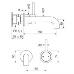 Pegasi M Basin Mixer Set 150 dimensions image