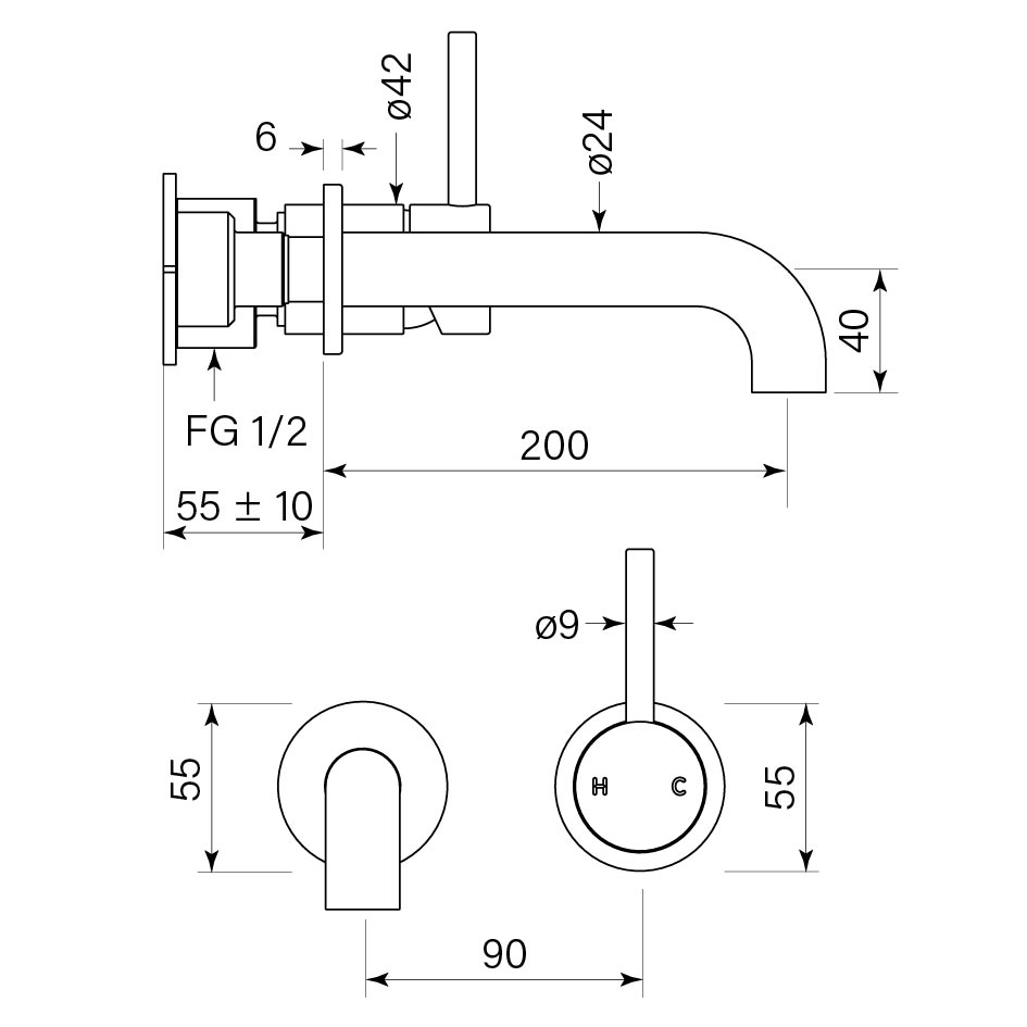 Pegasi M Basin Mixer Set 200 dimensions image