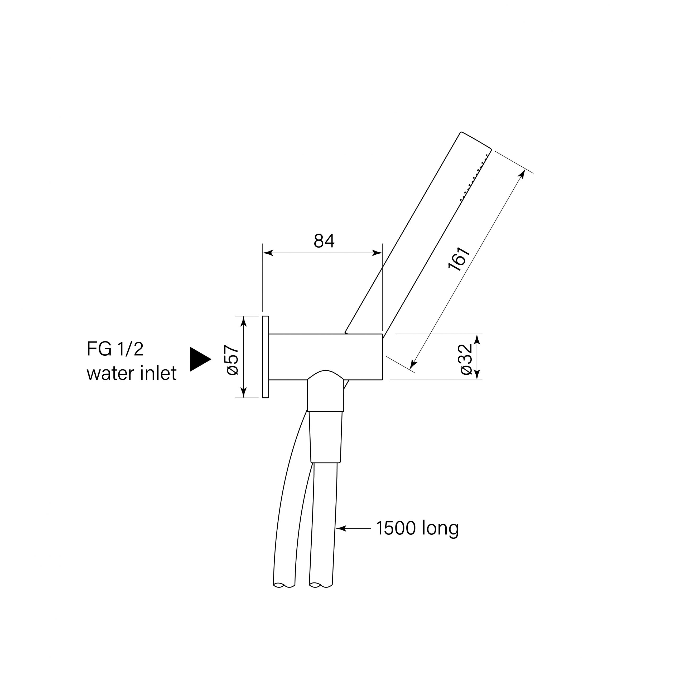 Pegasi Hand Shower on Adjustable Hook, Micro dimensions image