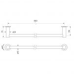 Pegasi Towel Rail Single 600 dimensions image