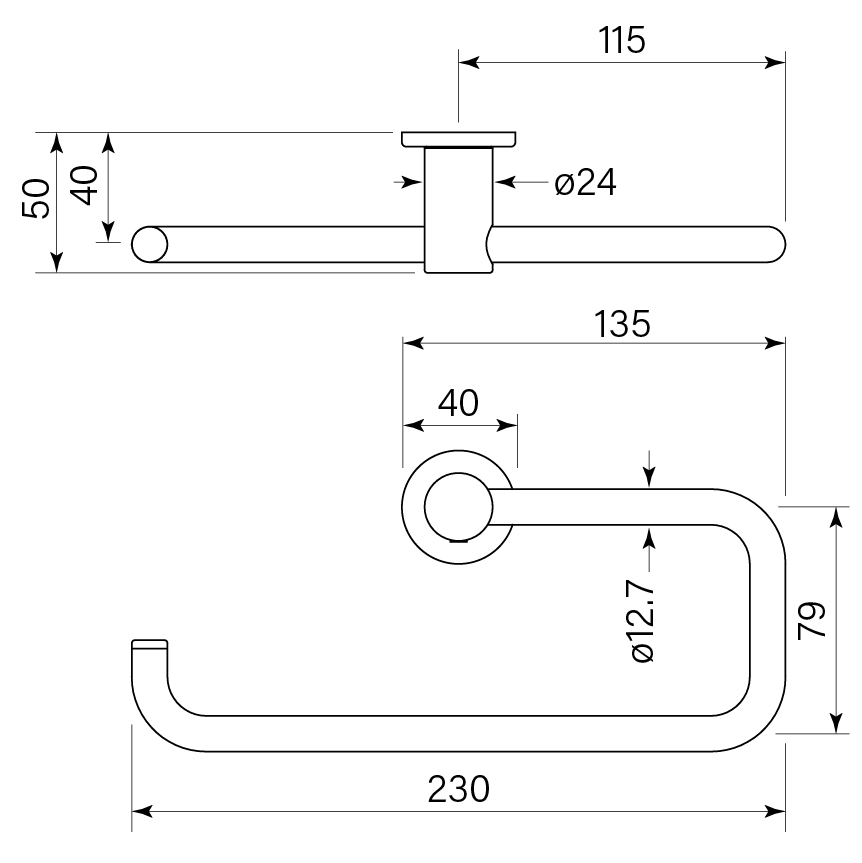 Pegasi Guest Towel Holder dimensions image