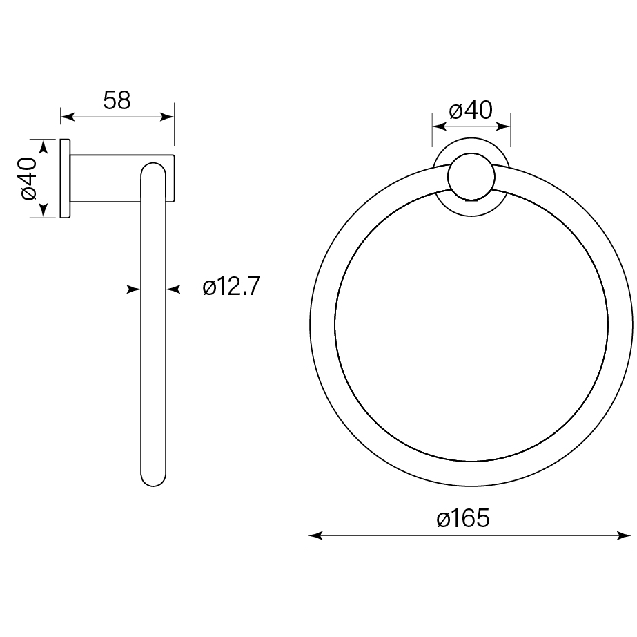 Pegasi Towel Ring dimensions image
