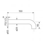 Pegasi Wall Bath Spout 150 dimensions image