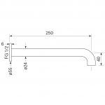 Pegasi Wall Bath Spout 250 dimensions image