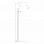 Pegasi Floor Bath Spout Curve dimensions image