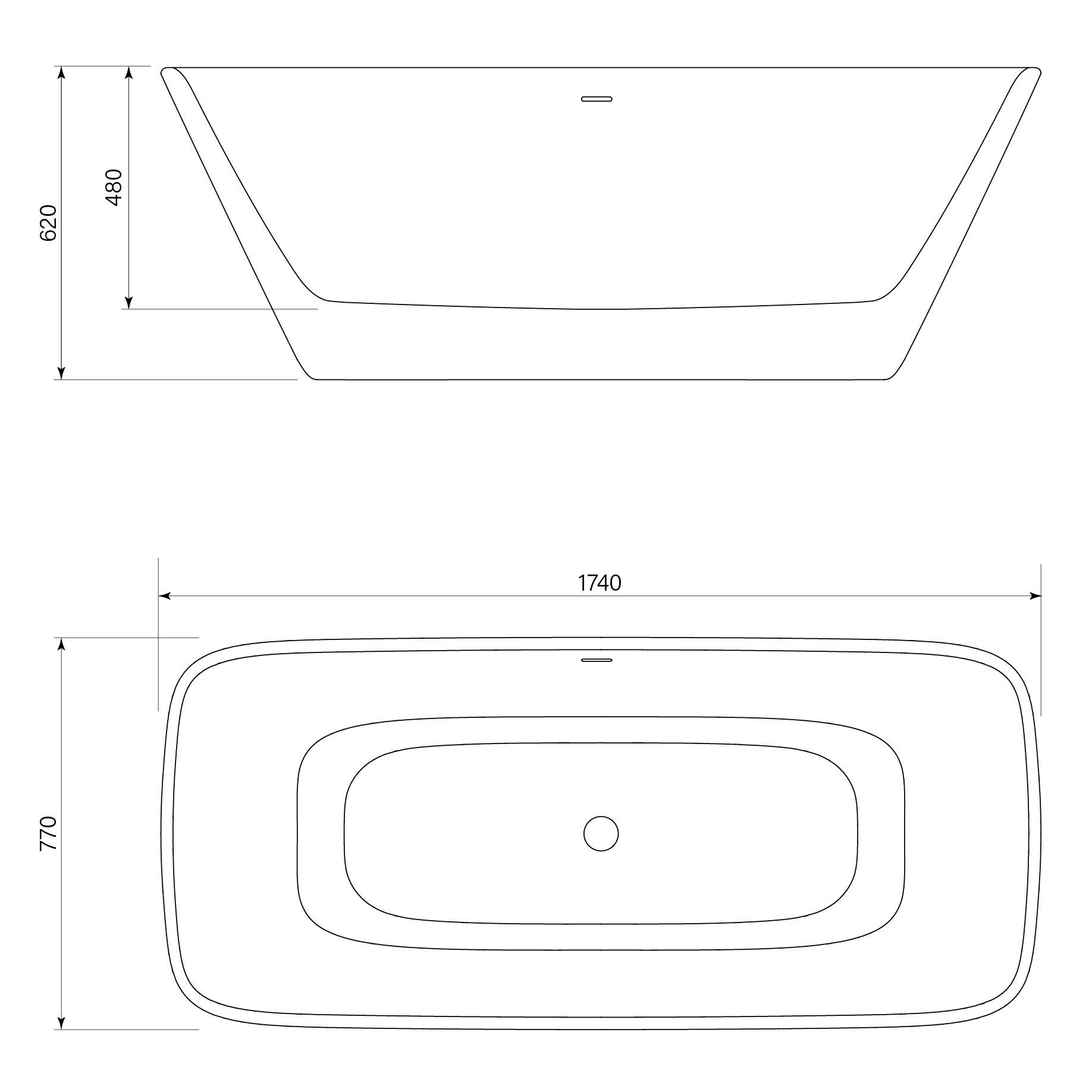 Silkstone Elbe Bath dimensions image
