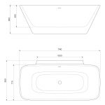 Silkstone Elbe Wall Bath dimensions image