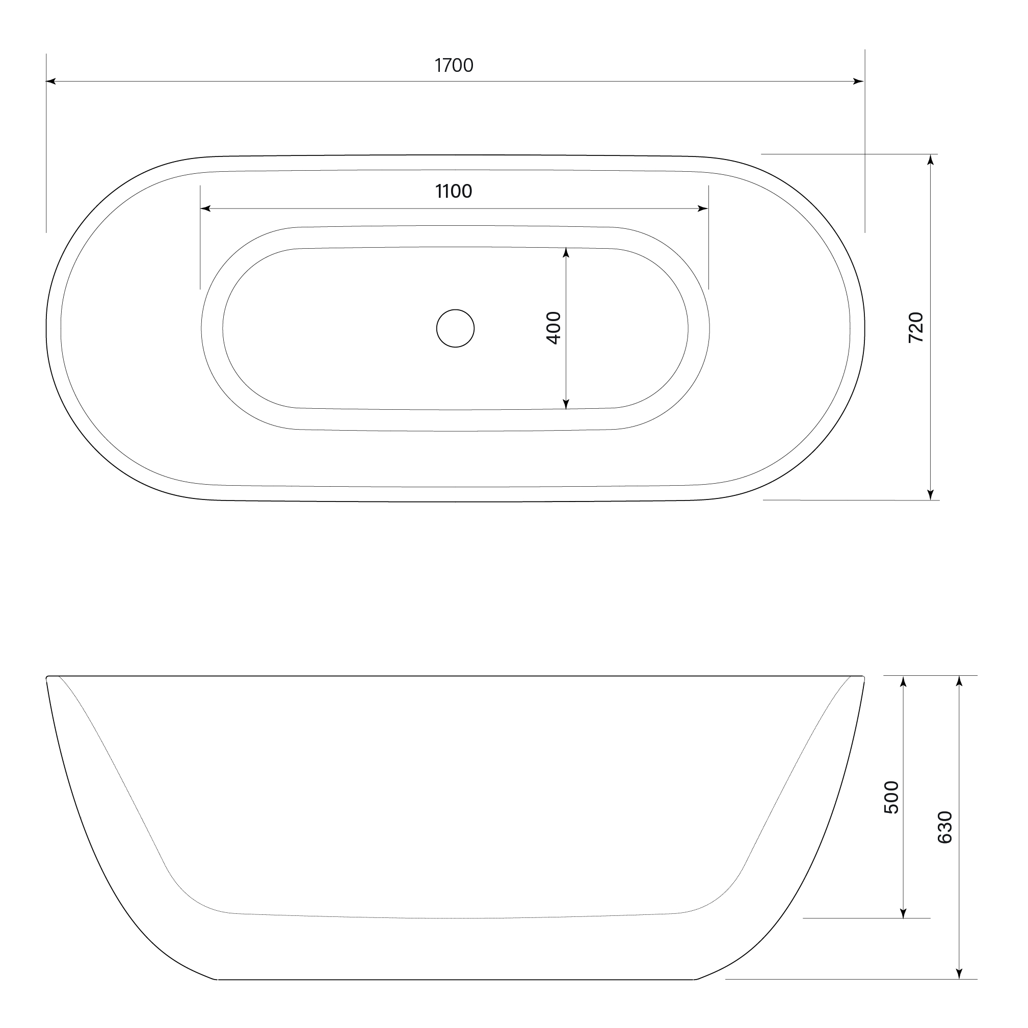 Silkstone Norsk Bath dimensions image