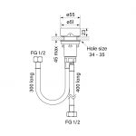Zero Progresiv Smooth Hob Mixer dimensions image