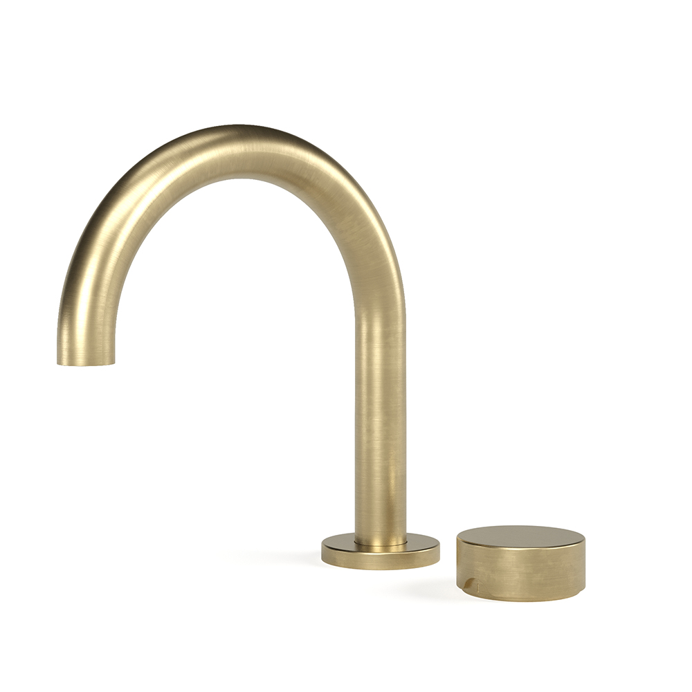 Zero Progresiv Smooth Basin Mixer Curve in Raw Brushed Brass