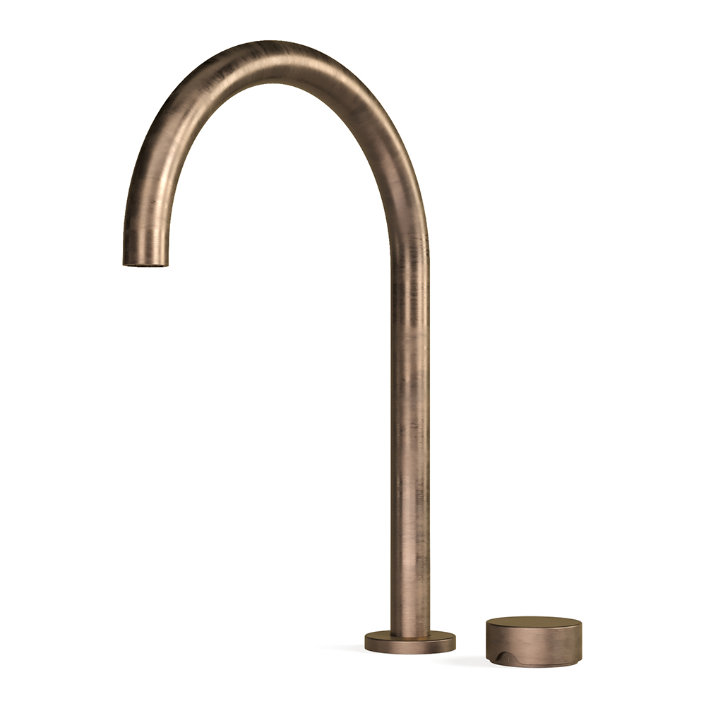 Antique Brass Light Zero Progresiv Smooth Sink Mixer Curve in Antique Brass Light