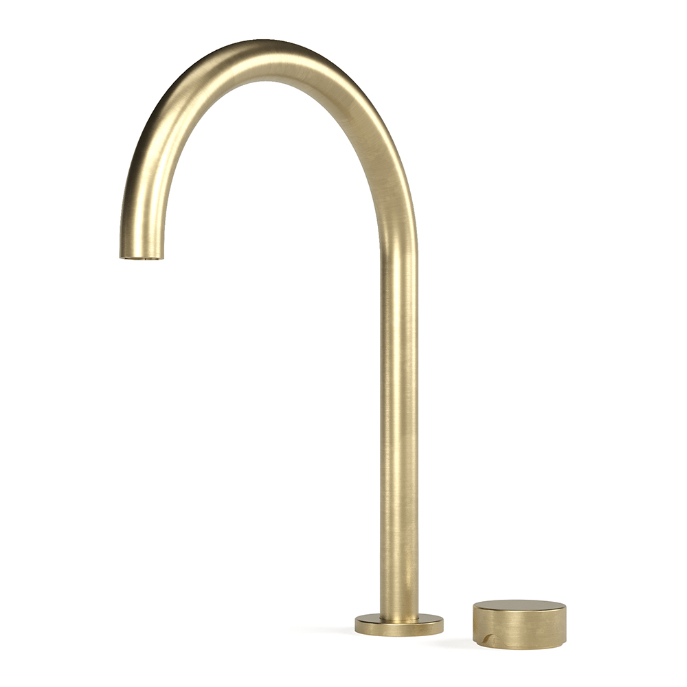 Raw Brushed Brass Zero Progresiv Smooth Sink Mixer Curve in Raw Brushed Brass