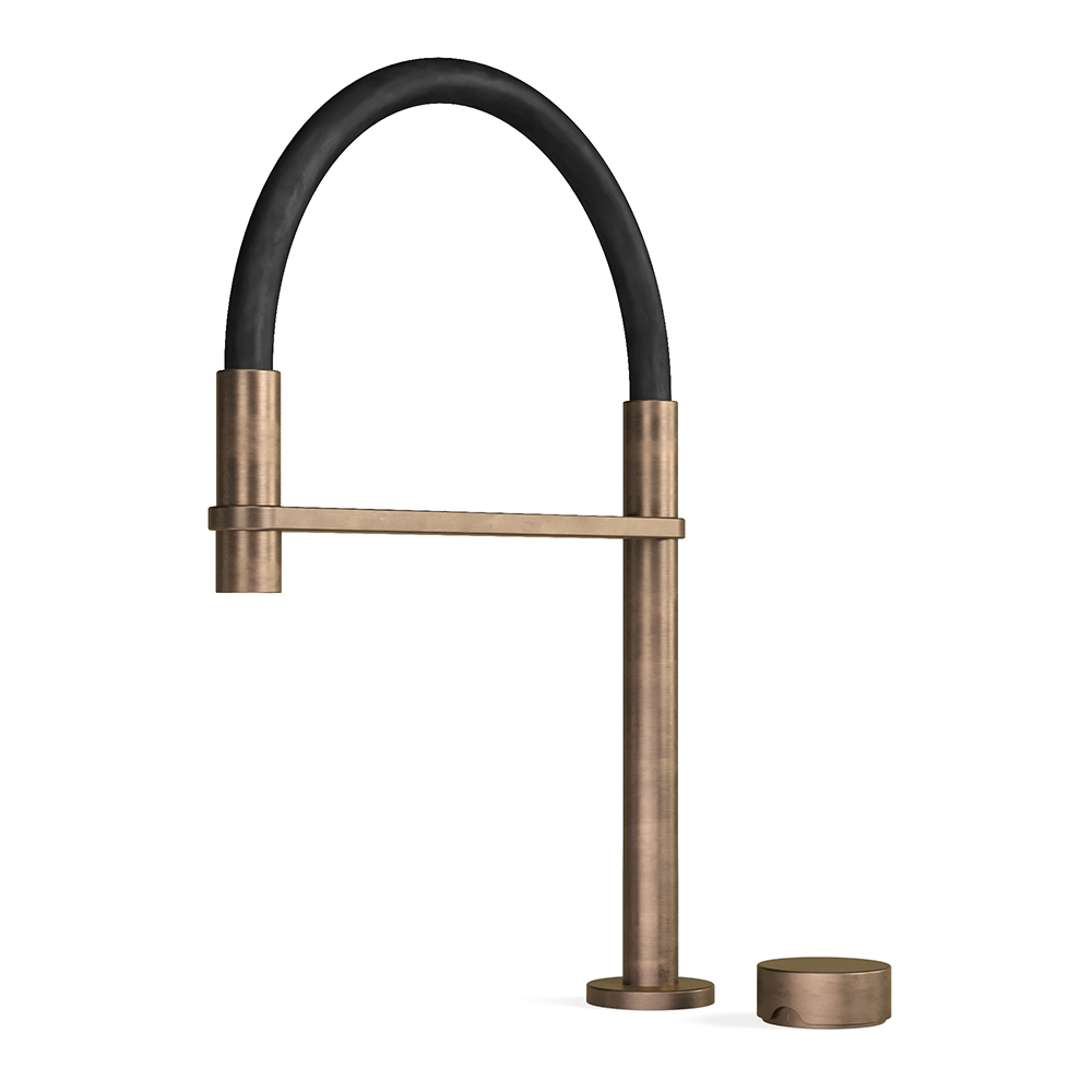 Zero Progresiv Smooth Sink Mixer Pull Down in Antique Brass Light
