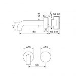 Zero Progresiv Smooth Wall Basin Mixer Set, 150 dimensions image