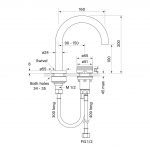 Zero Progresiv Knurl Basin Mixer Curve dimensions image