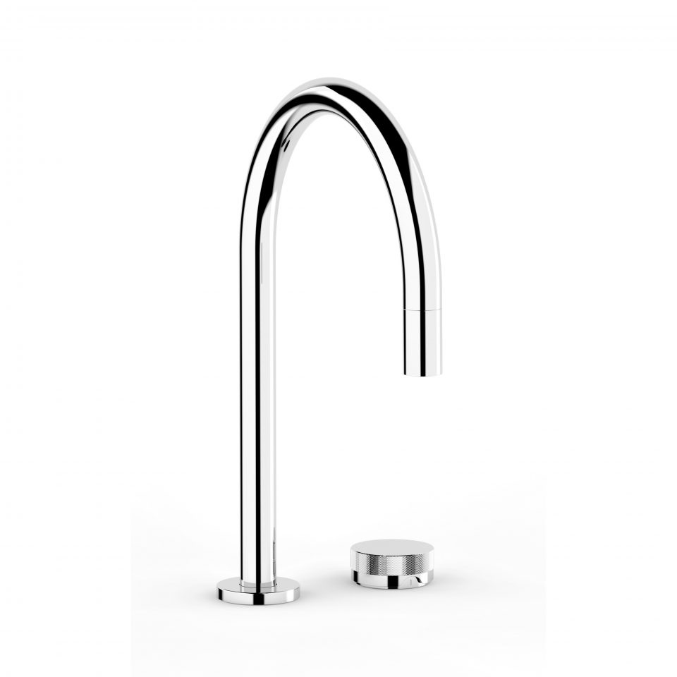 Zero Progresiv Knurl Sink Mixer w. Pull Out, Curve in Chrome
