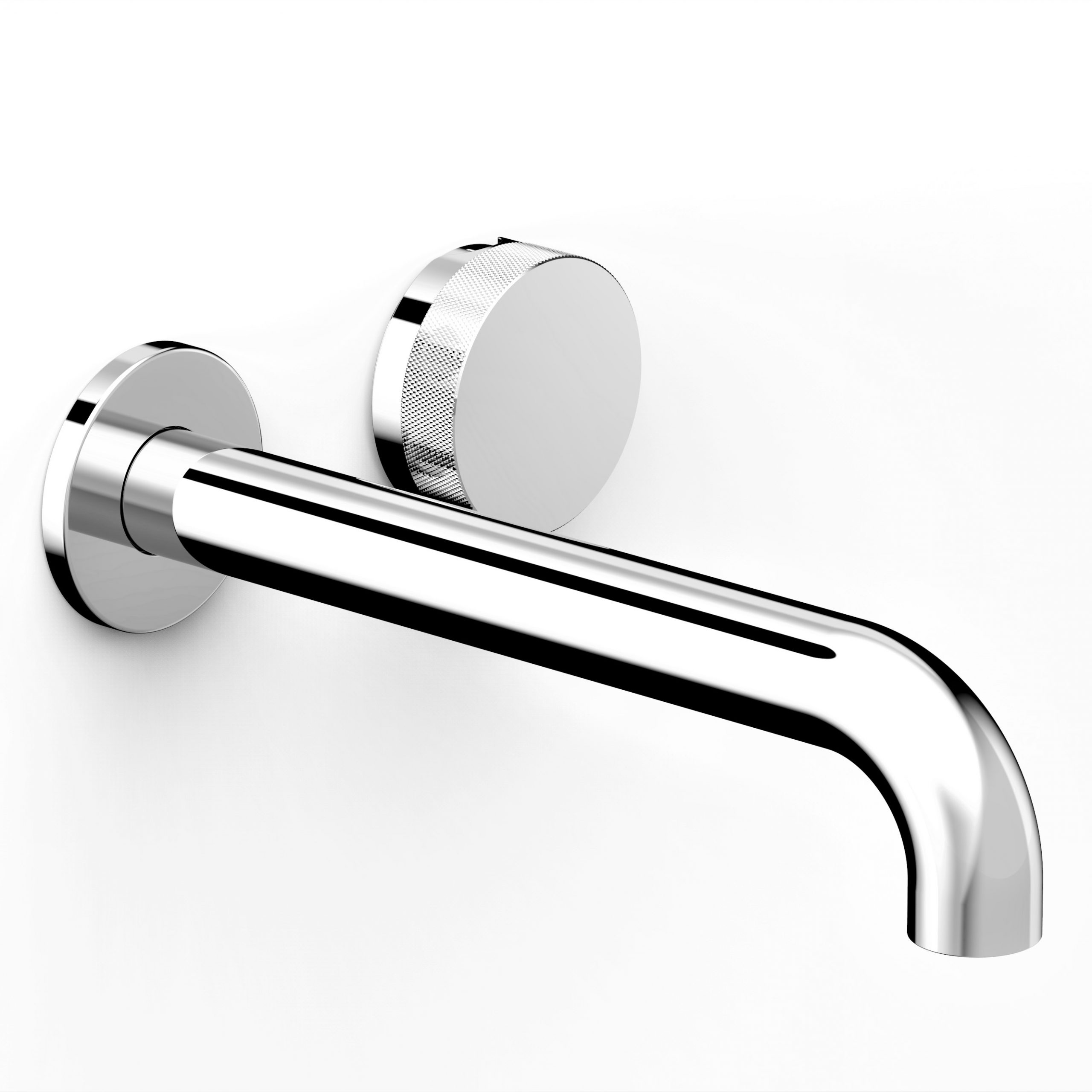 Chrome Zero Progresiv Knurl Wall Basin Mixer Set, 200 in Chrome