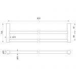 Pegasi NF Towel Rail Double 900 dimensions image