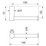 Pegasi NF Toilet Roll Holder dimensions image