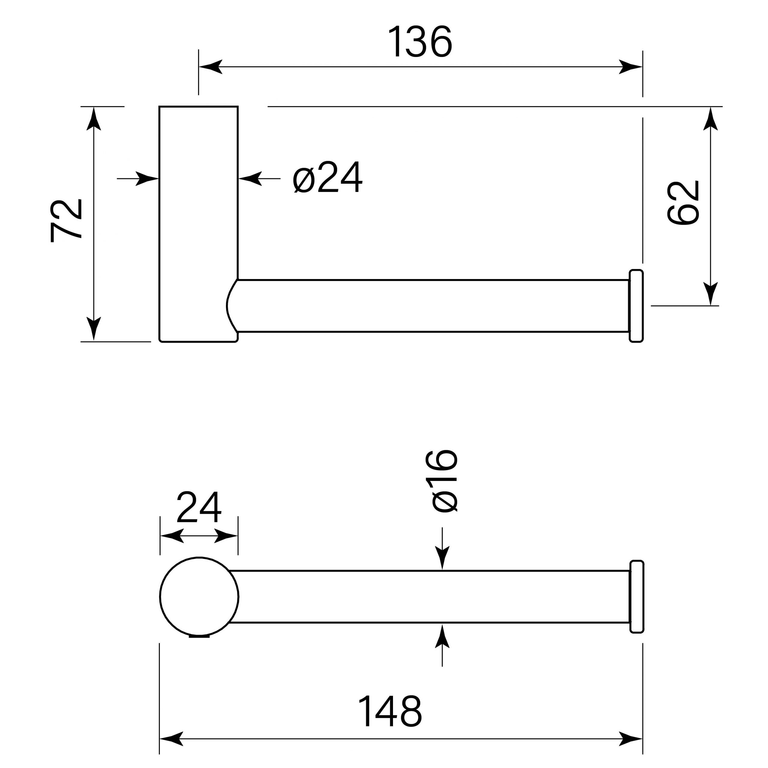 Pegasi NF Toilet Roll Holder dimensions image