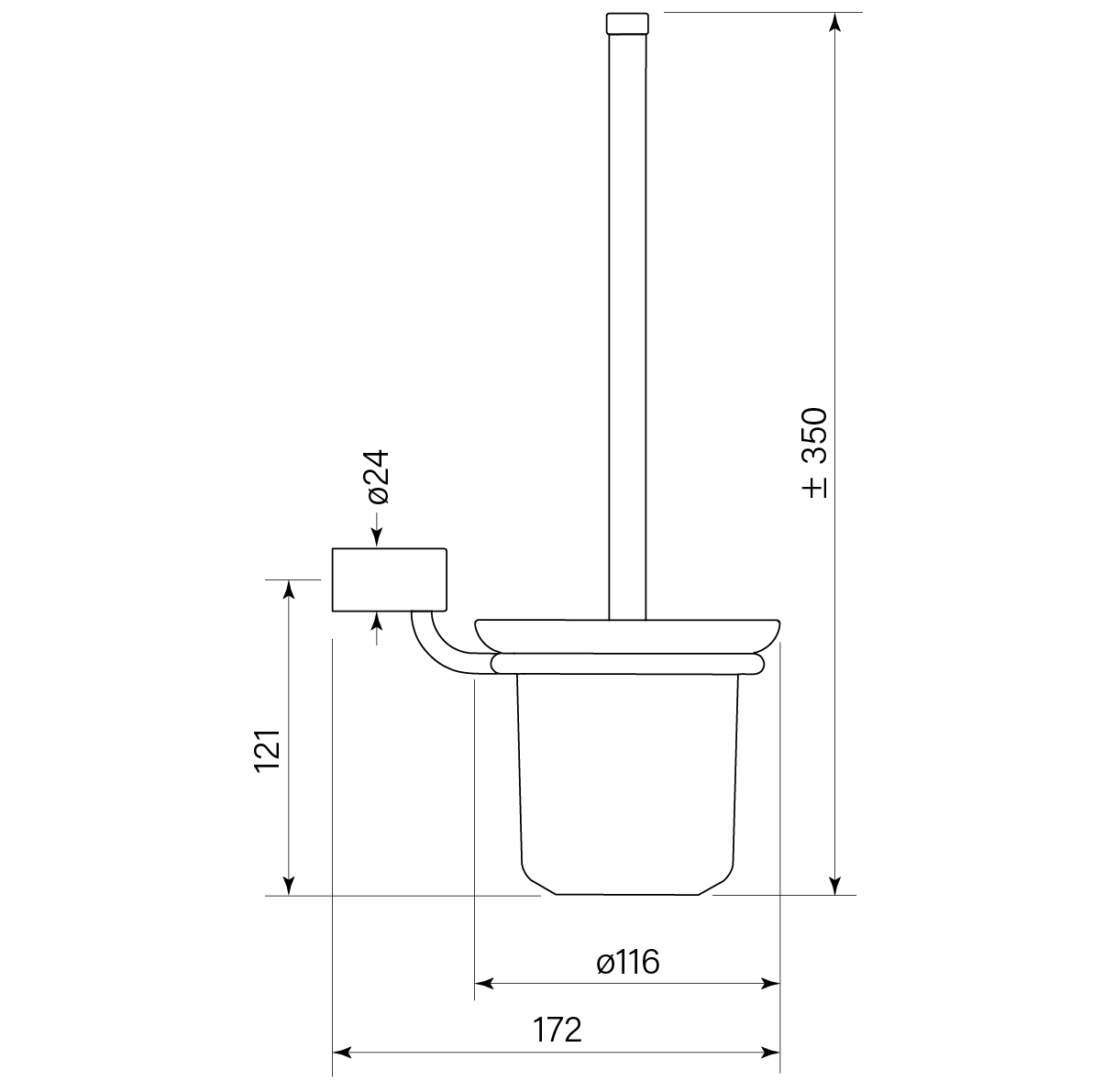 Pegasi NF Toilet Brush Holder dimensions image