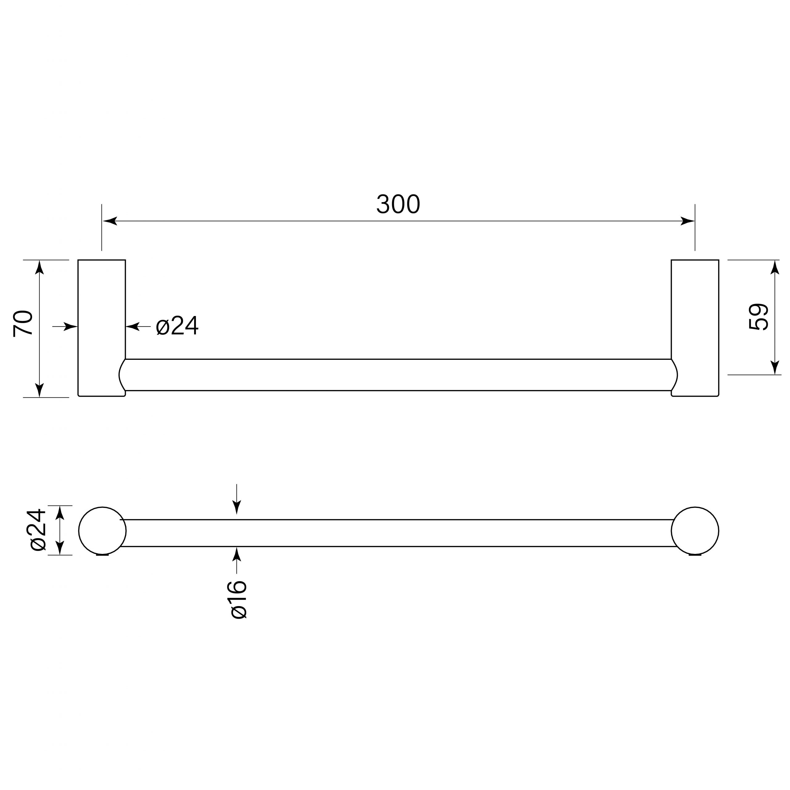 Pegasi NF Hand Towel Rail Single 300 dimensions image