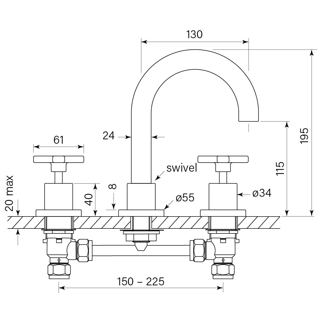 Chisel D Basin Set dimensions image