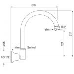 Cascade Sink Outlet, Wall dimensions image