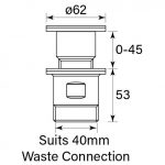 Basin Waste Pop Down 40mm dimensions image