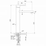 Zeos Basin Mixer, Tall 222h dimensions image