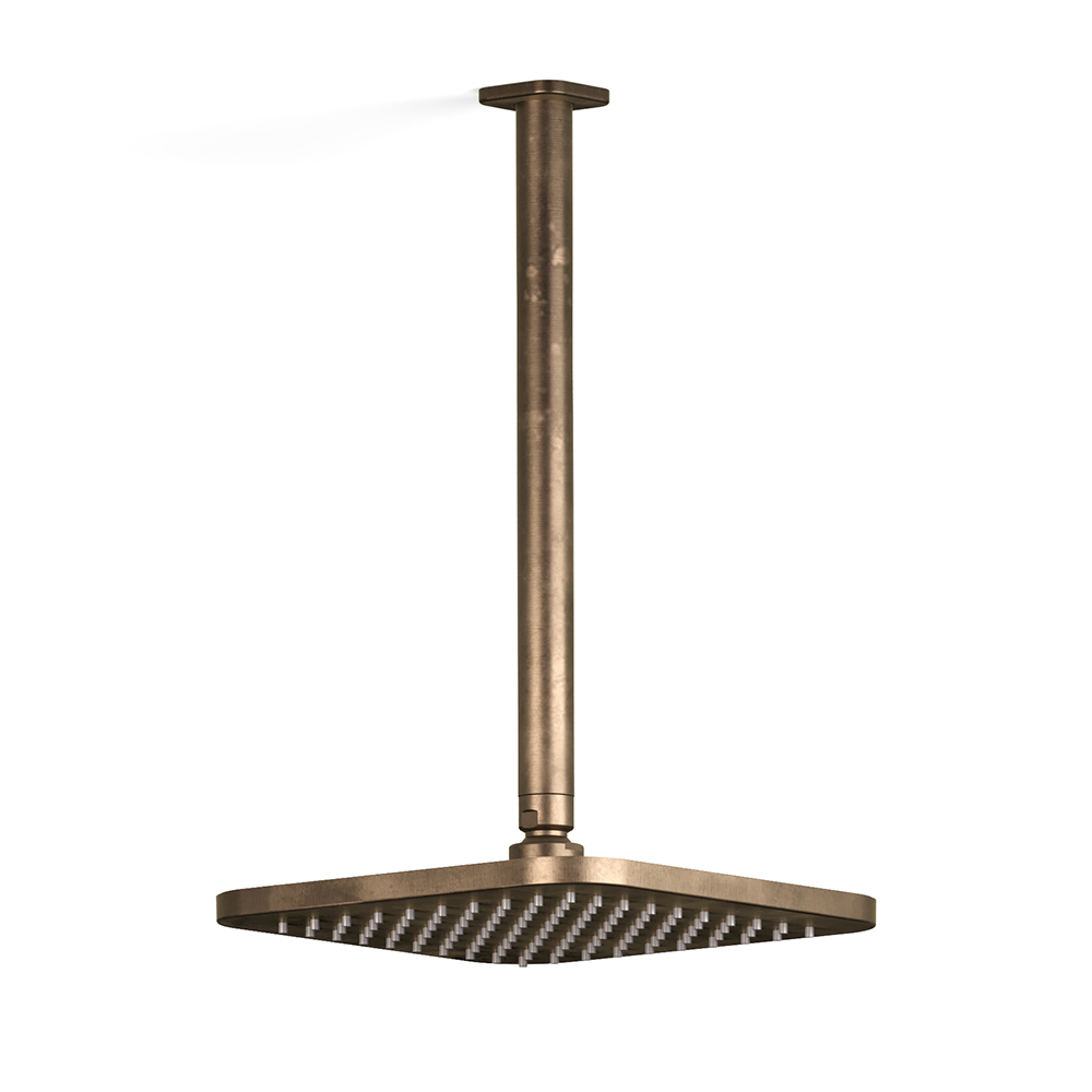 Zeos Ceiling Shower in Antique Brass Light