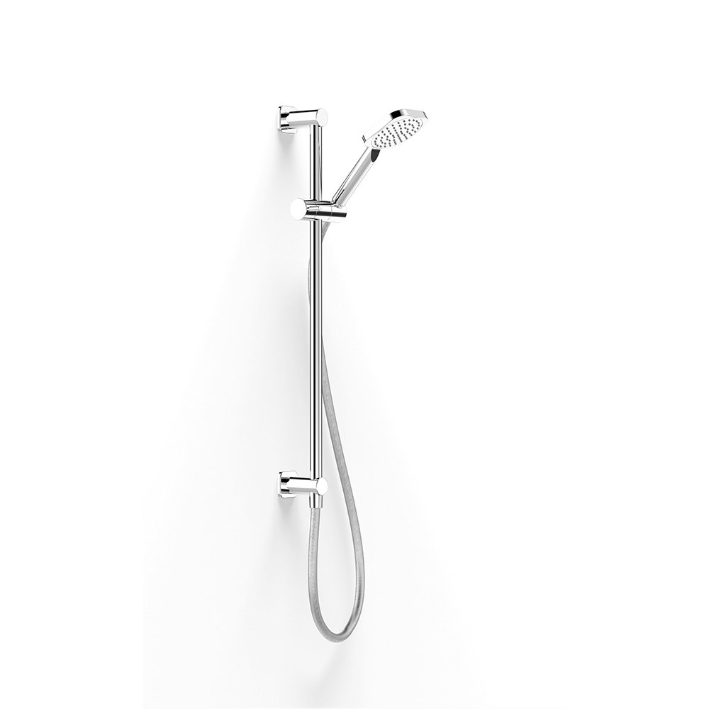 Chrome Zeos Slide Shower, Inflow 600, 90sq in Chrome