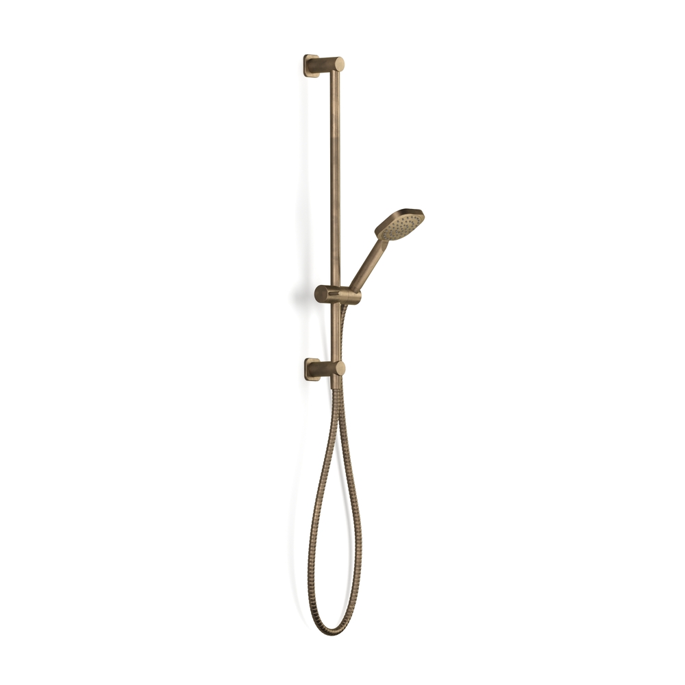 Antique Brass Light Zeos Slide Shower, Inflow 600, 90sq in Antique Brass Light