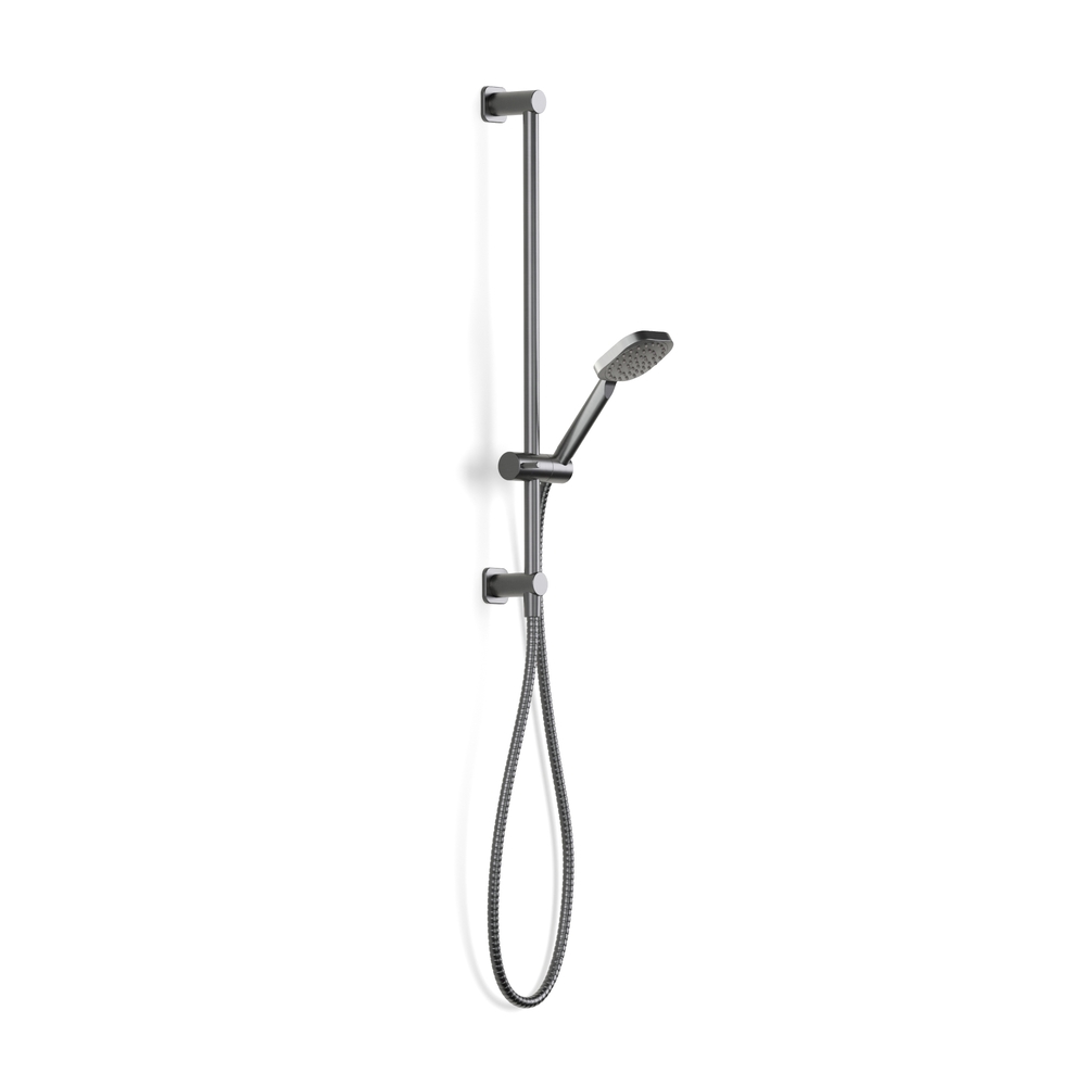 Brushed Graphite Zeos Slide Shower, Inflow 600, 90sq in Brushed Graphite