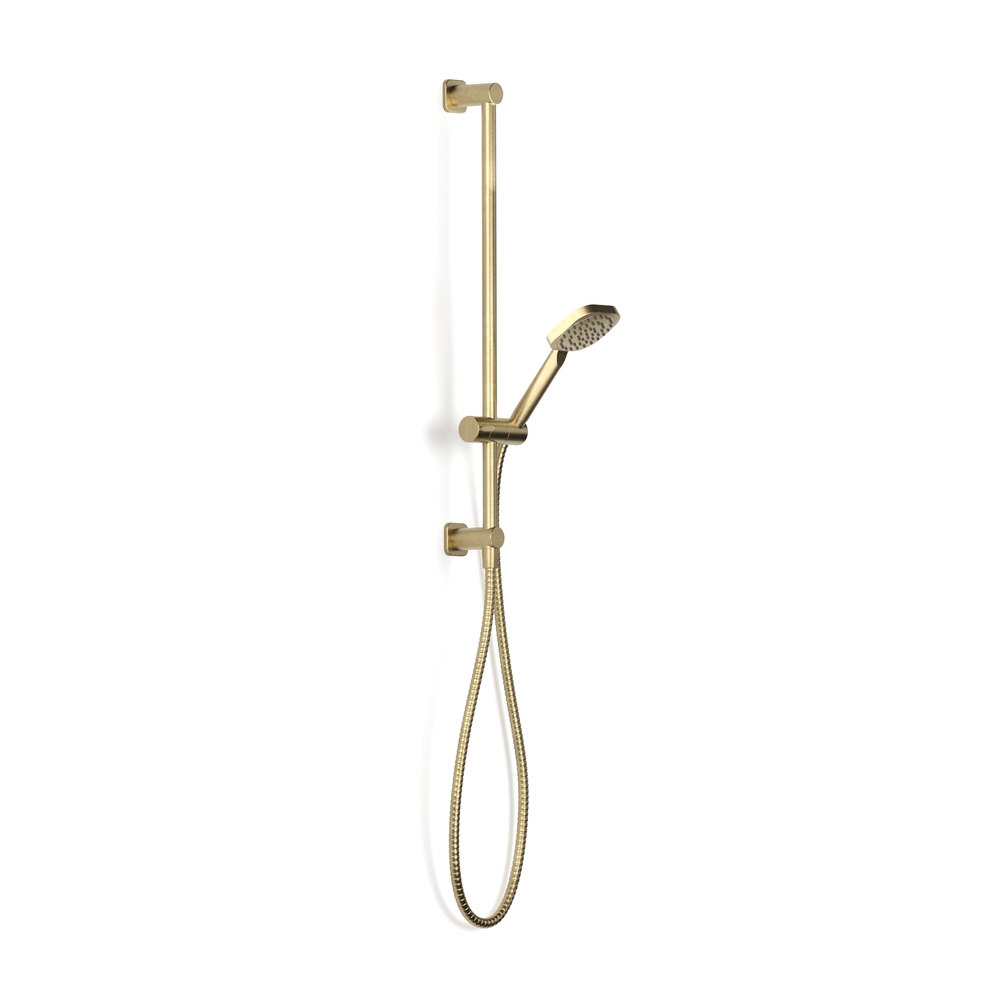 Raw Brushed Brass Zeos Slide Shower, Inflow 600, 90sq in Raw Brushed Brass