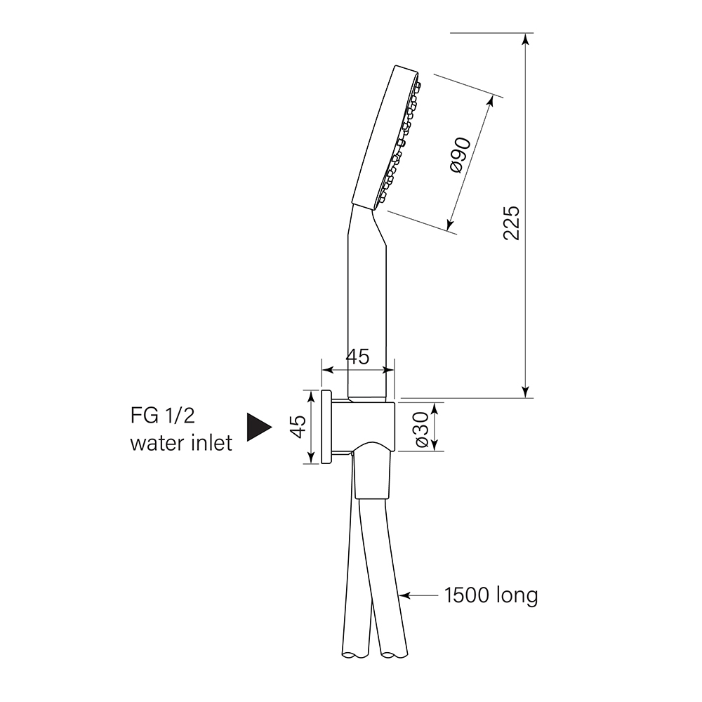 Zeos Hand Shower on Hook dimensions image