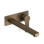 Zeos Back Plate Basin Mixer 250 in Antique Brass Light