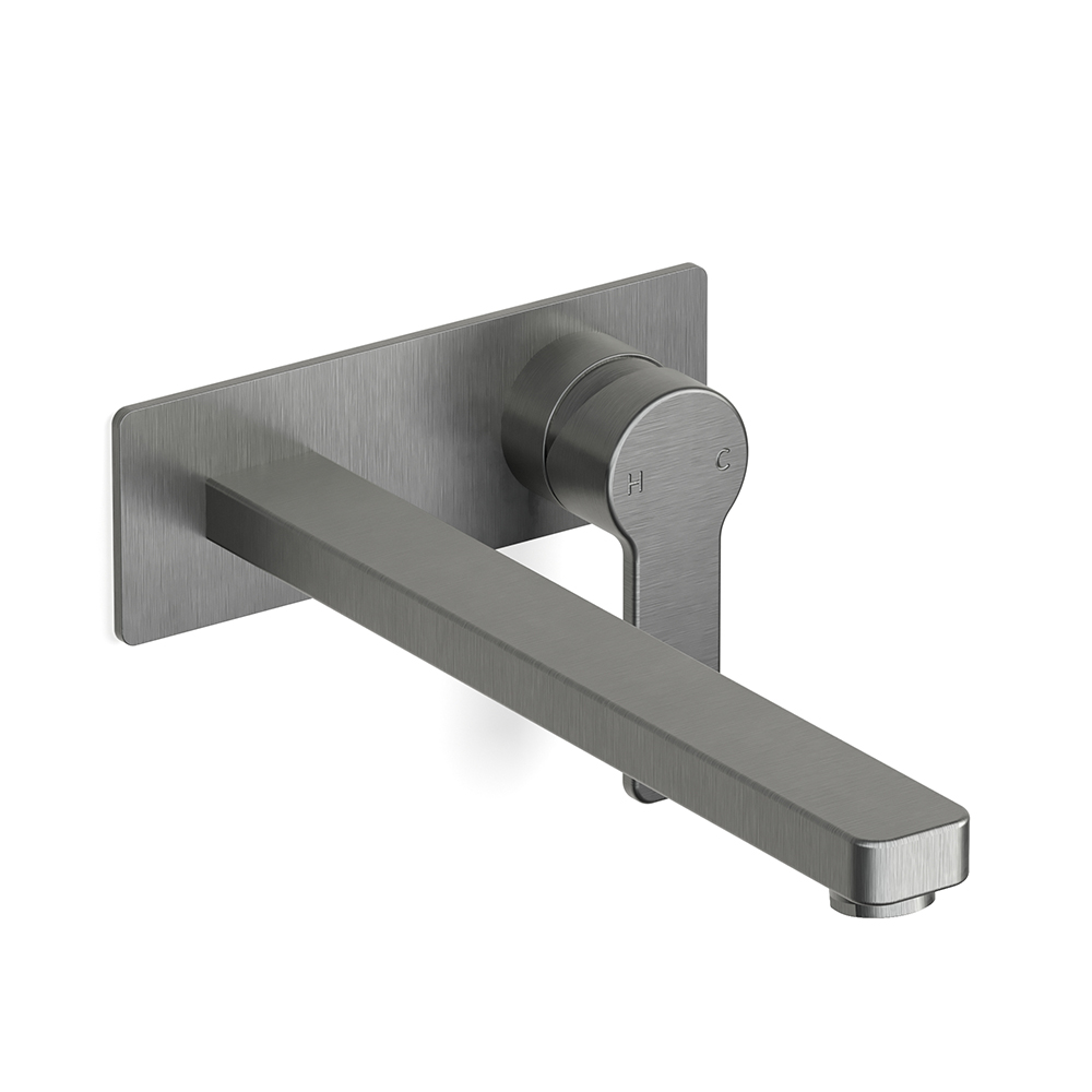 Zeos Back Plate Basin Mixer 250 in Brushed Graphite