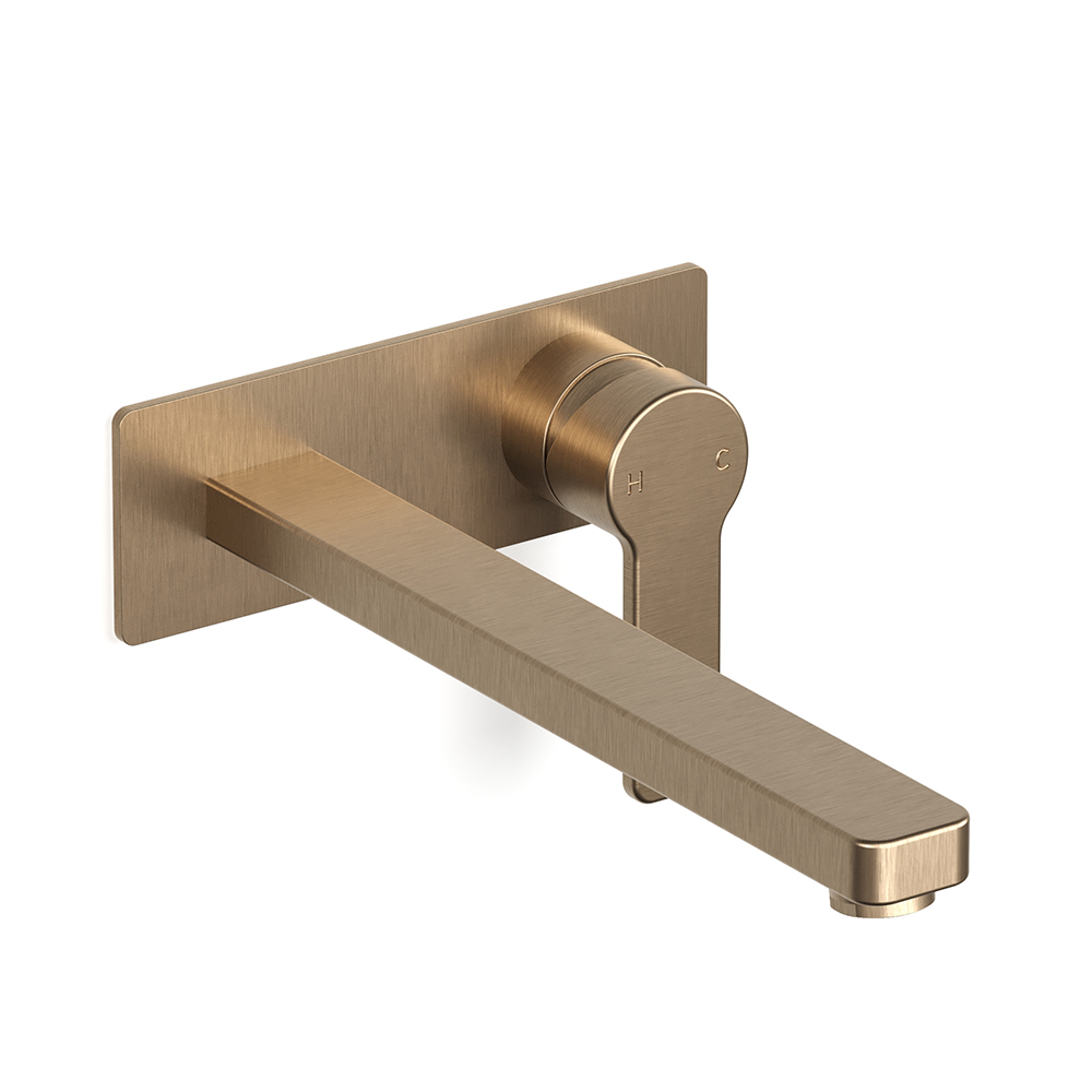 Zeos Back Plate Basin Mixer 250 in Discovery Bronze