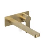 Zeos Back Plate Basin Mixer 250 in Raw Brushed Brass