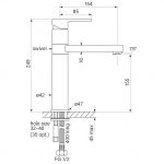 Zeos Basin Mixer Swivel, Mid 155h dimensions image