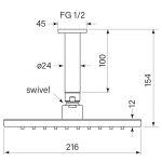 Zeos Ceiling Shower 100 Drop dimensions image
